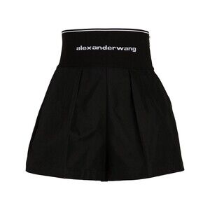 Alexander Wang Black Logo Elastic Safari Shorts Womens Size Large
